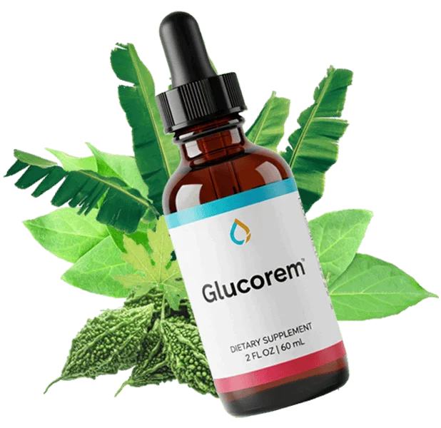 Glucorem bottle with turmeric, bitter melon, and botanical ingredients